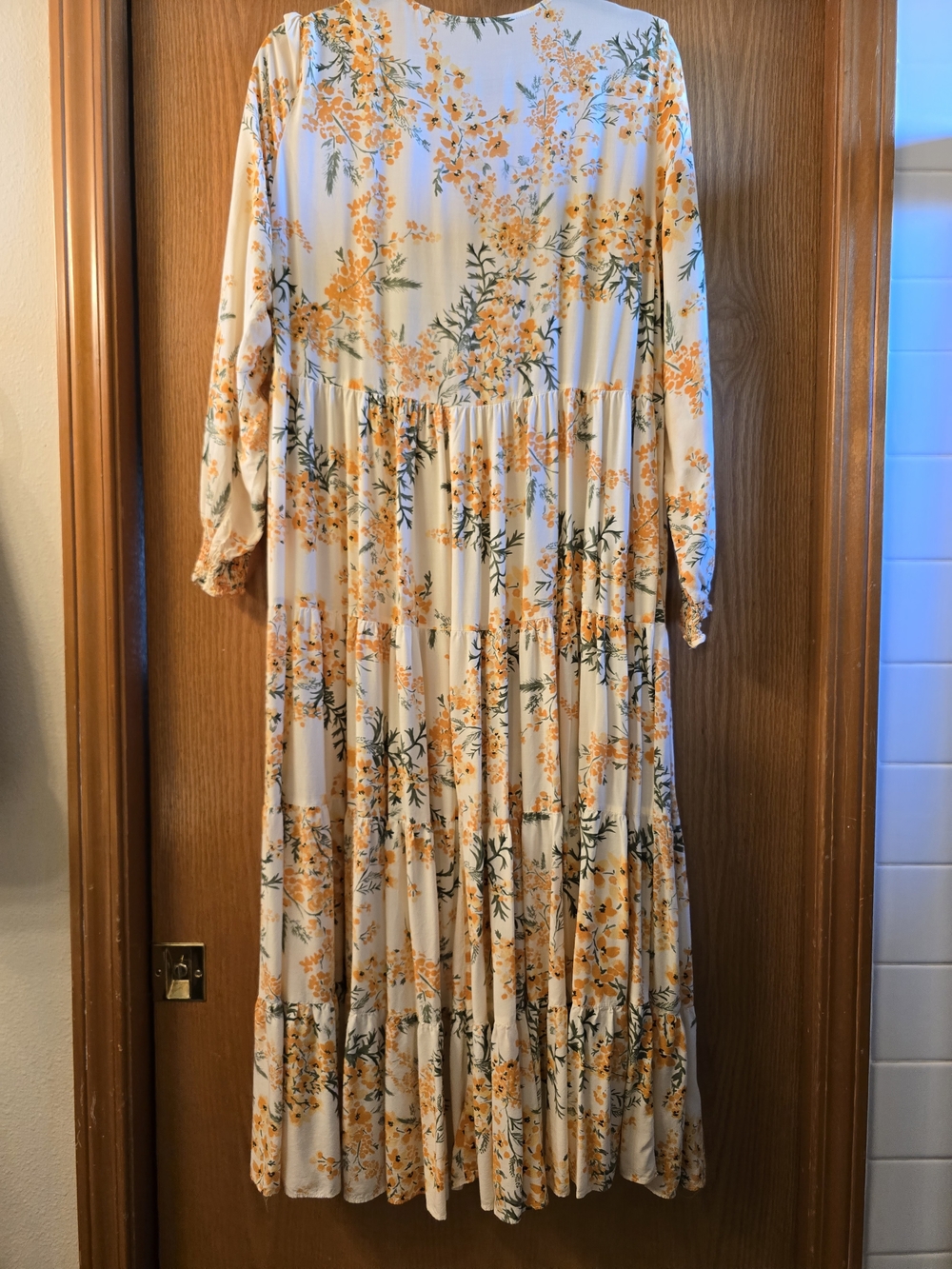 Zara Cream Maxi Dress with Orange Floral Print - Picture 6 of 6
